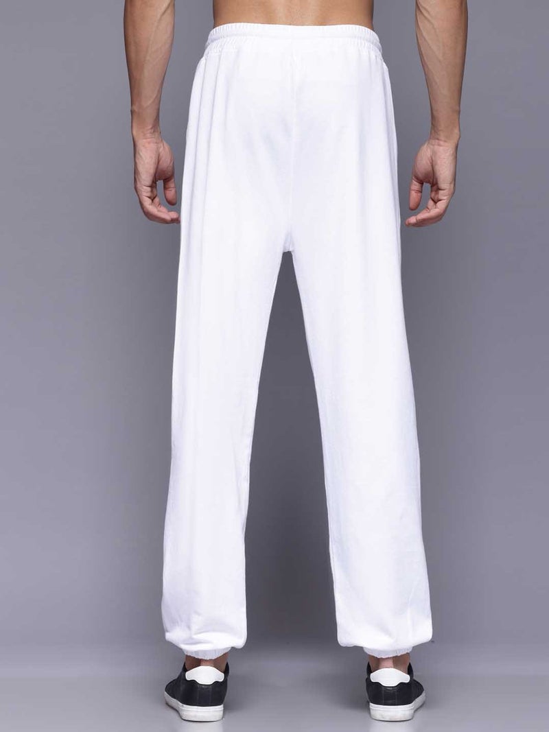 FLYNOFF White Printed Loose Fit Men's Jogger Pant - Image 3